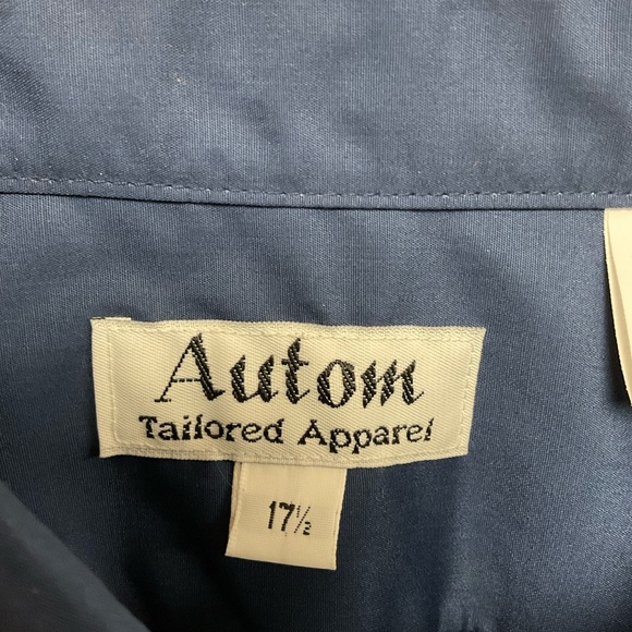 Autom Tailored Apparel Short Sleeve 17 1/2 Tab Collar Blue - Picture 5 of 5